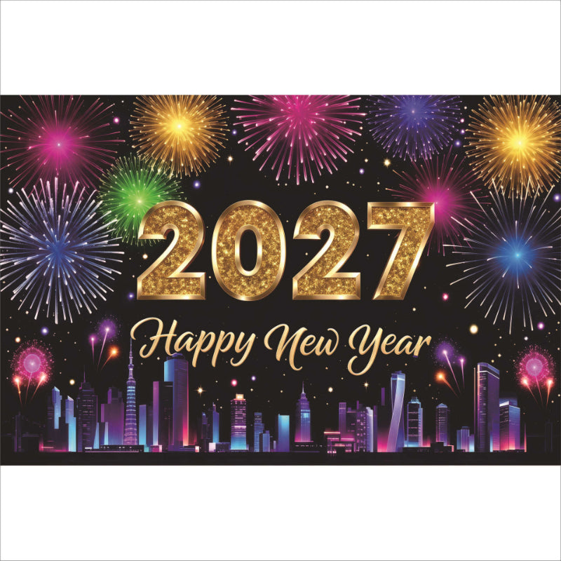 New Year Backdrop Banner, Happy New Year Photo Booth Hanging Wall Decor for NYE Party