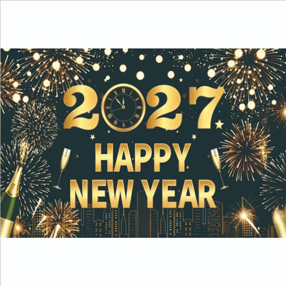 New Year Backdrop Banner, Happy New Year Photo Booth Hanging Wall Decor for NYE Party