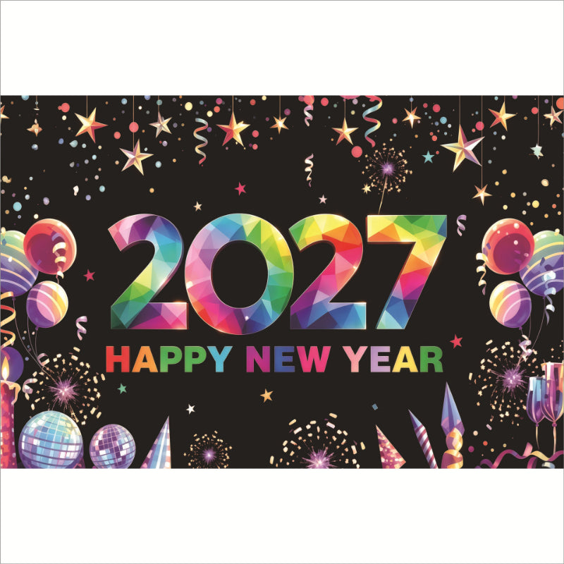 New Year Backdrop Banner, Happy New Year Photo Booth Hanging Wall Decor for NYE Party