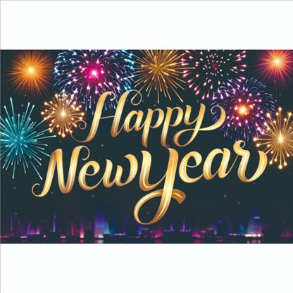 New Year Backdrop Banner, Happy New Year Photo Booth Hanging Wall Decor for NYE Party