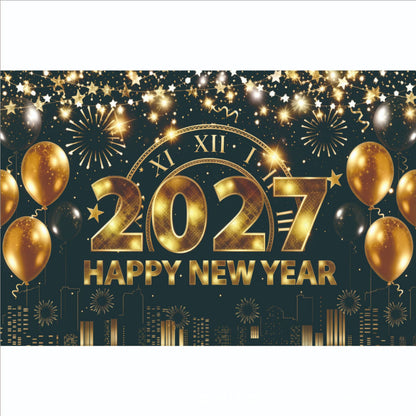 New Year Backdrop Banner, Happy New Year Photo Booth Hanging Wall Decor for NYE Party