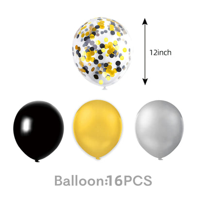 2027 Black Gold Happy New Year Party Set, Banner, Paper Plates, Paper Cups, Tablecloth & Disposable Tableware