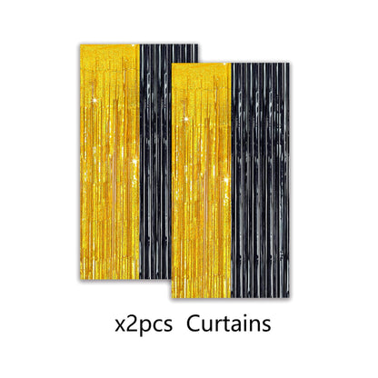 2027 Black Gold Happy New Year Party Set, Banner, Paper Plates, Paper Cups, Tablecloth & Disposable Tableware