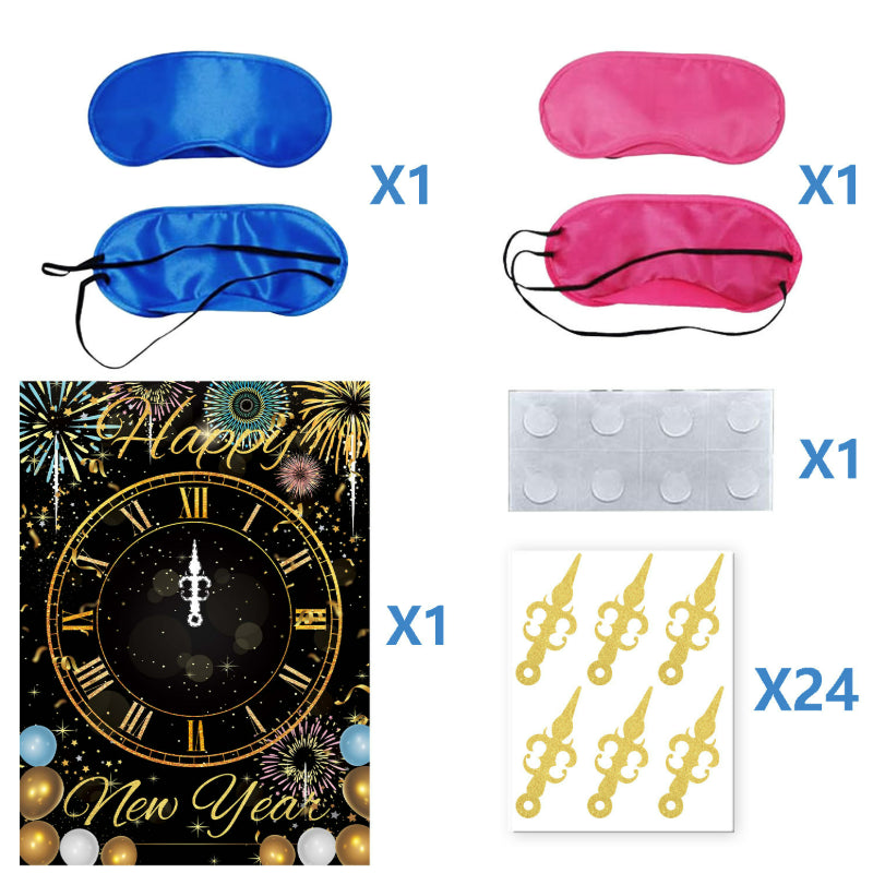 2027 Black Gold Happy New Year Party Set, Banner, Paper Plates, Paper Cups, Tablecloth & Disposable Tableware