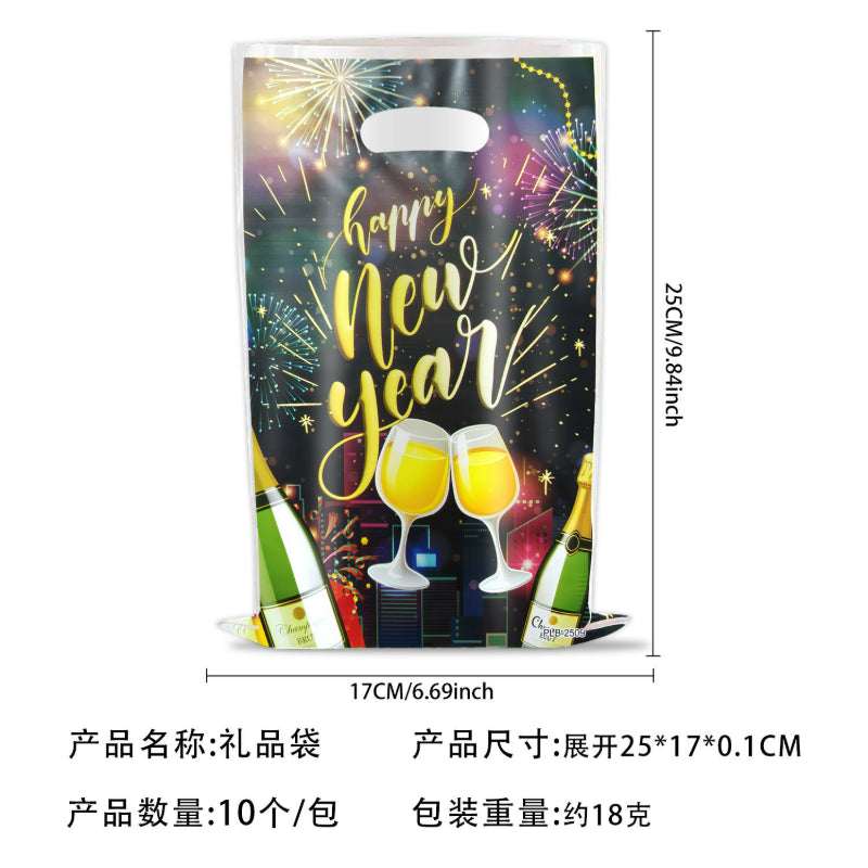 2027 Black Gold Happy New Year Party Set, Banner, Paper Plates, Paper Cups, Tablecloth & Disposable Tableware
