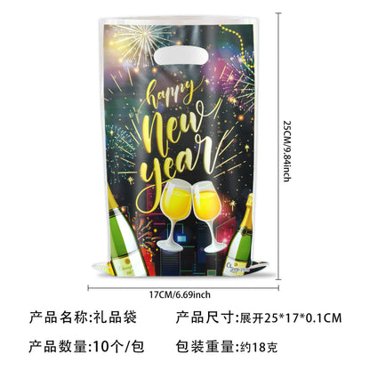 2027 Black Gold Happy New Year Party Set, Banner, Paper Plates, Paper Cups, Tablecloth & Disposable Tableware