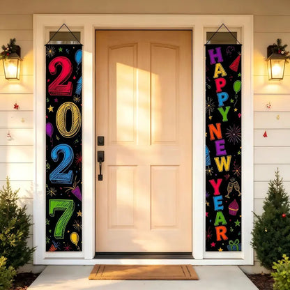 2027 New Year Hanging Couplets  – Gold Foil Party Hanging Scrolls for NYE Celebration, Home & Event Decoration