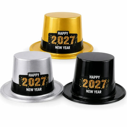 2027 New Year Party Hat, PVC Shiny New Year's Eve Photo Prop, Wholesale In Stock