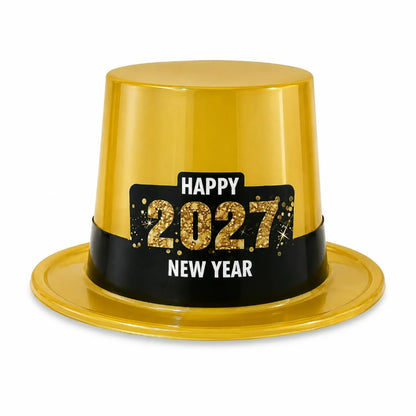 2027 New Year Party Hat, PVC Shiny New Year's Eve Photo Prop, Wholesale In Stock