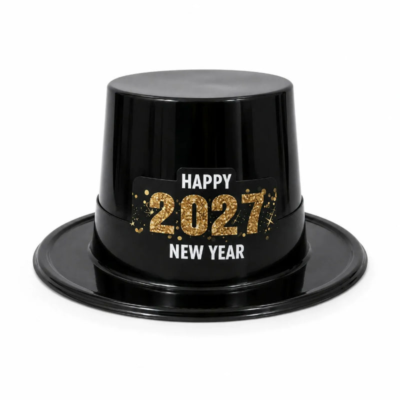 2027 New Year Party Hat, PVC Shiny New Year's Eve Photo Prop, Wholesale In Stock