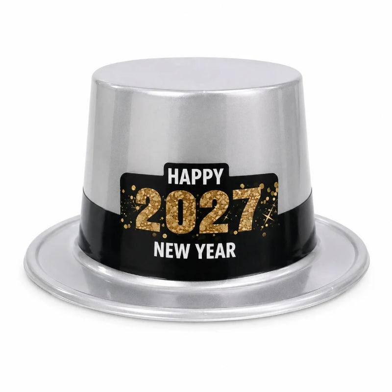 2027 New Year Party Hat, PVC Shiny New Year's Eve Photo Prop, Wholesale In Stock