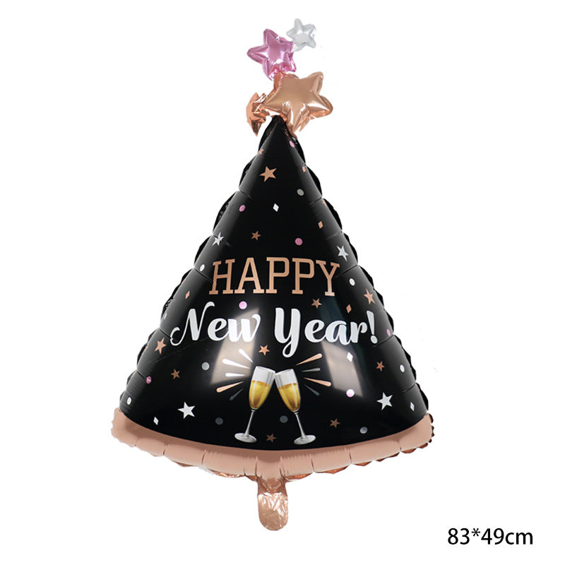 Happy New Year Balloons, Wine Bottle & Meteor Foil Set for Party Decor