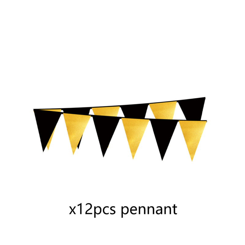 2027 Black Gold Happy New Year Party Set, Banner, Paper Plates, Paper Cups, Tablecloth & Disposable Tableware