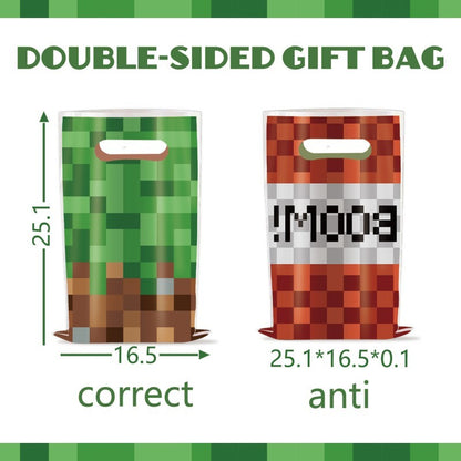 Pixel Square Birthday Party Set – Disposable Tableware & Banner for Kids Minecraft Themed Celebration, Cartoon Block Decor Supplies