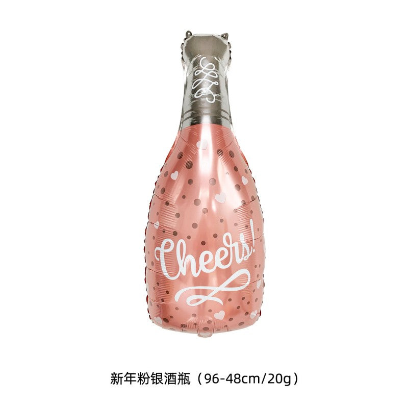 Wine Bottle & Glass Foil Balloons – Aluminium Mylar Balloons for New Year, Birthday, Bachelorette & Wine Tasting Party Decor