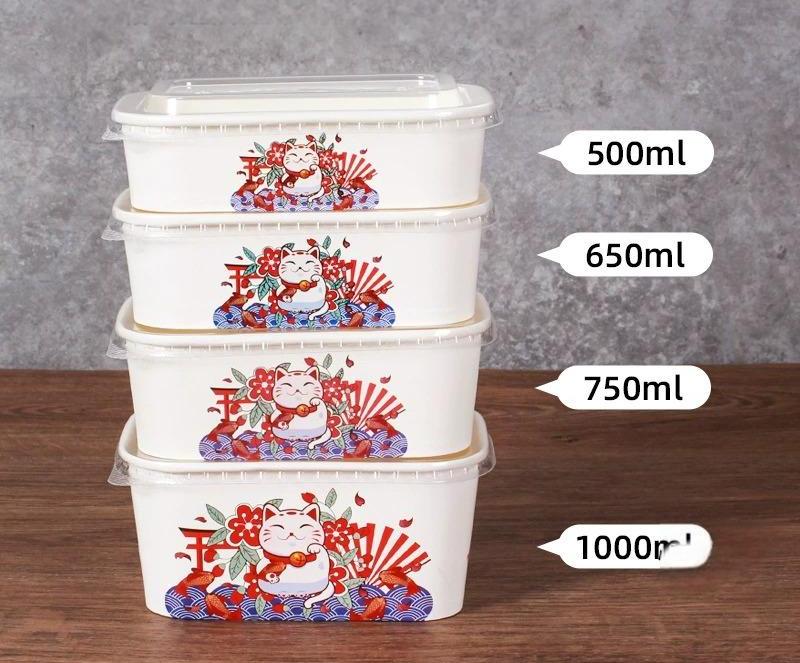 Square Kraft Paper Food Bowls - Leak-Resistant Disposable Containers for Takeout