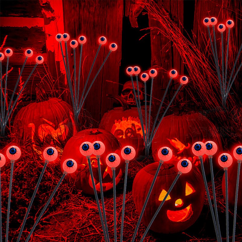 6-Head Ghost Eye Solar Ground Stake Light – Spooky Eyeball Lamp for Yard, Lawn, Pathway, Halloween Graveyard & Xmas Winter Wonderland
