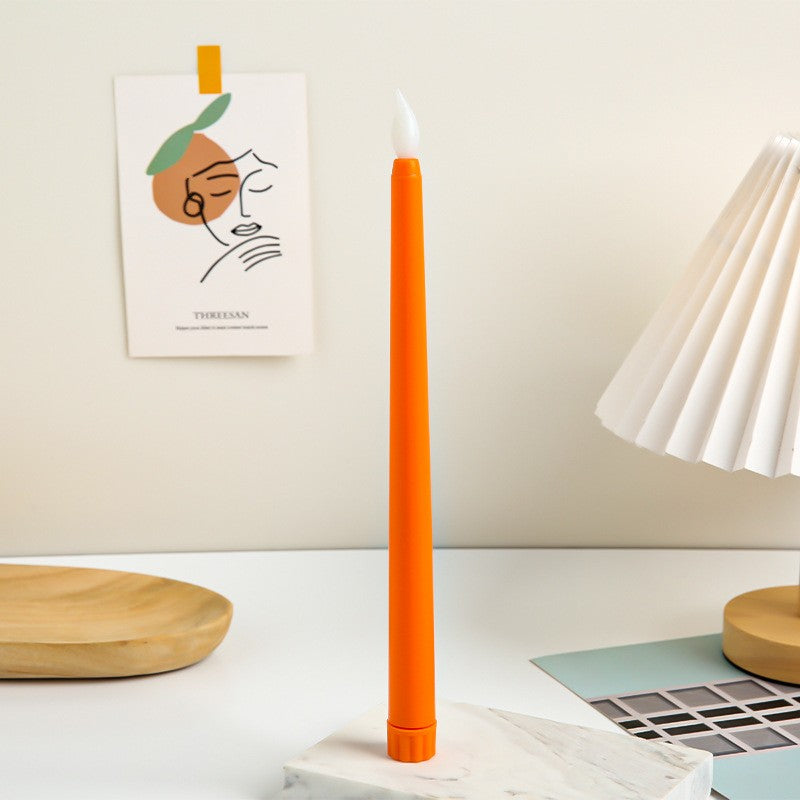 Long Stem Flameless LED Candle with Remote – Pointed Top Electronic Candle for Birthday Dinner, Wedding Centerpiece & Spooky Event