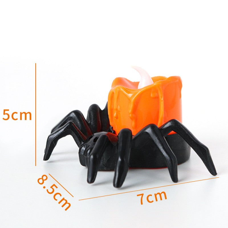 Halloween Spider Lamp & Eyeball Light – LED Flickering Candle, Pumpkin Figurine, Spooky Atmosphere Decor for Haunted House & Party