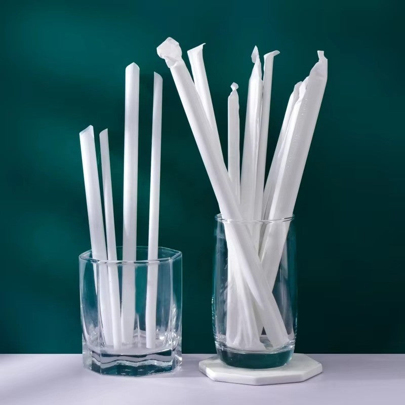Custom Logo Biodegradable PLA Straws-White Drinking Straws for Bars, 6 Sizes (0.6/1.0/1.2cm)