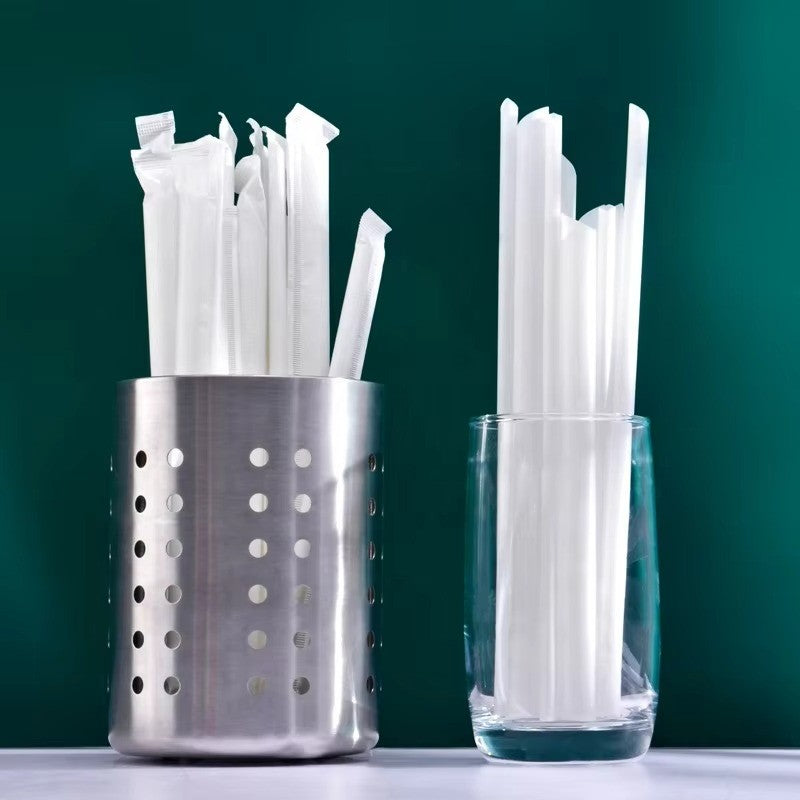 Custom Logo Biodegradable PLA Straws-White Drinking Straws for Bars, 6 Sizes (0.6/1.0/1.2cm)