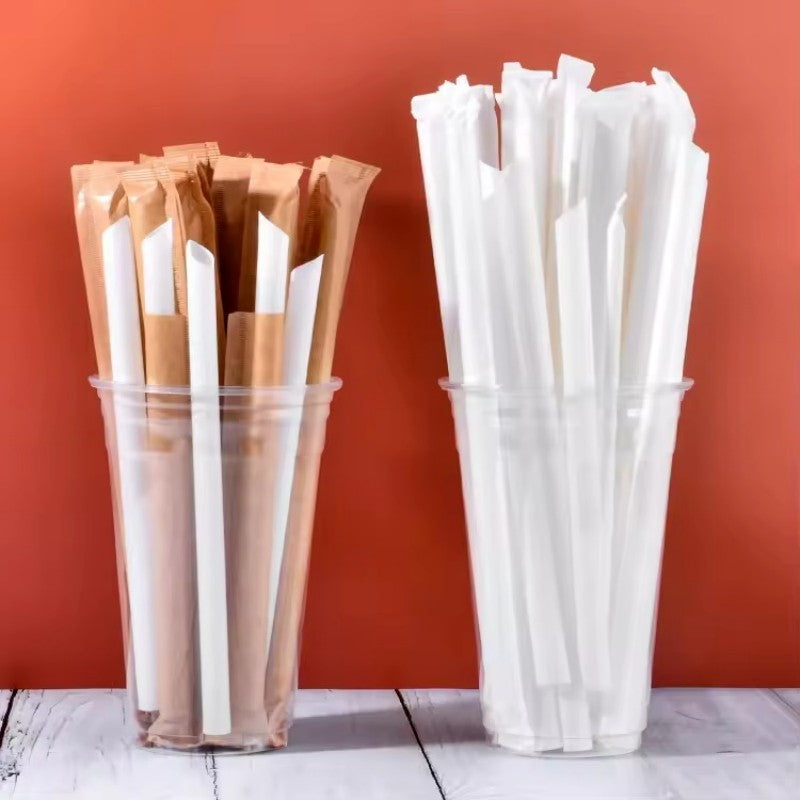 Custom Logo Biodegradable PLA Straws-White Drinking Straws for Bars, 6 Sizes (0.6/1.0/1.2cm)