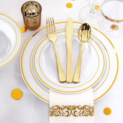 Disposable PS Dinner Plates 6-10.25 Inch - Gold Rim, Food Grade & Rose Gold Finish