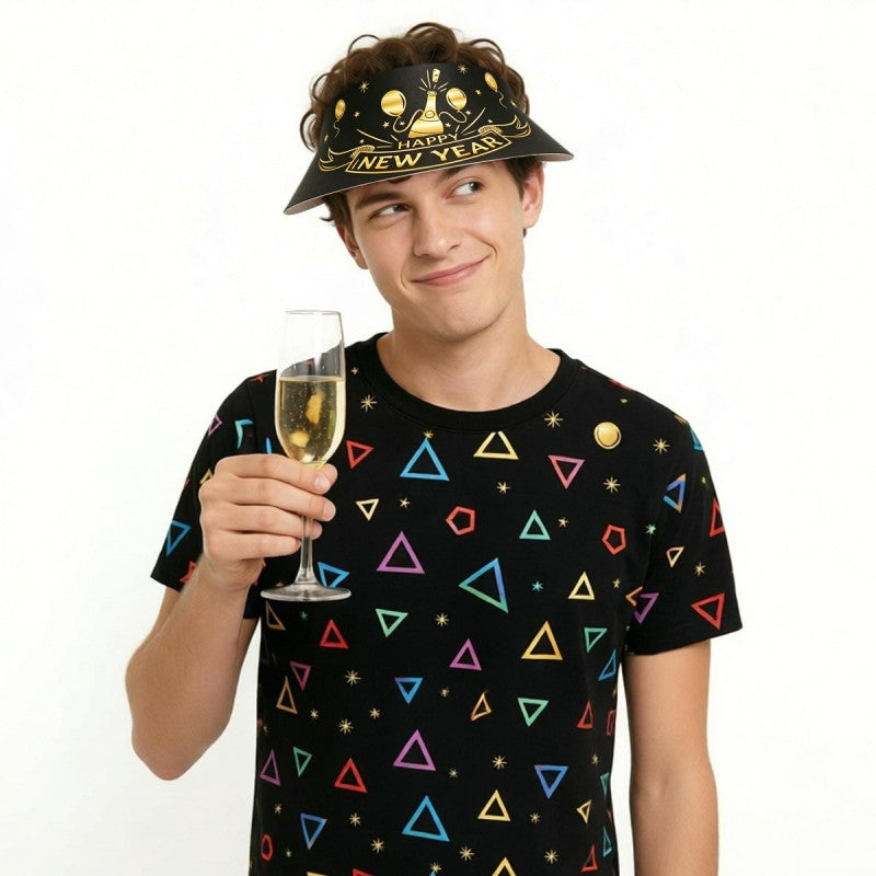 Black & Gold New Year Party Hats – 6 Pack Paper Cone Hats for NYE Celebration, Festive Headwear for 2027 Countdown, Bulk Custom Available