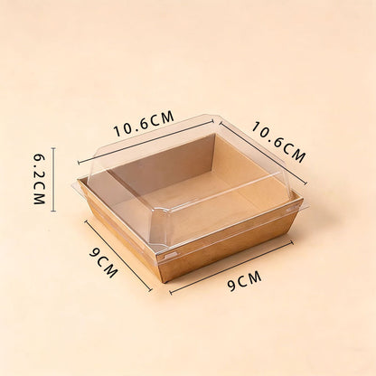 Paper sushi and sandwich box small square kraft paper with clear lid and dimensions
