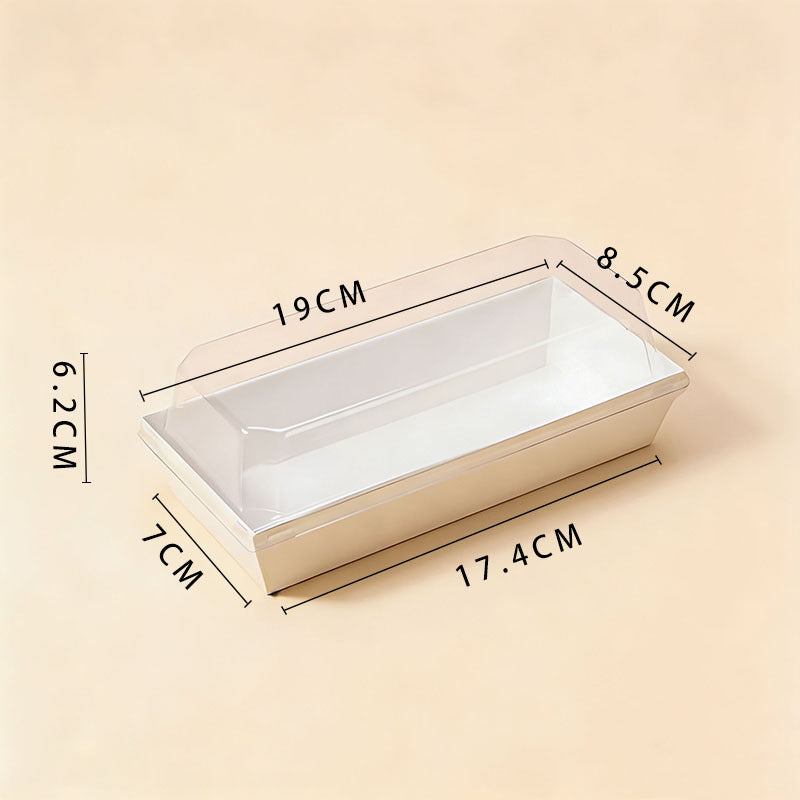 Paper sushi and sandwich box large rectangular white cardboard with clear lid and dimensions