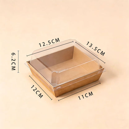 Paper sushi and sandwich box large square kraft paper with clear lid and dimensions