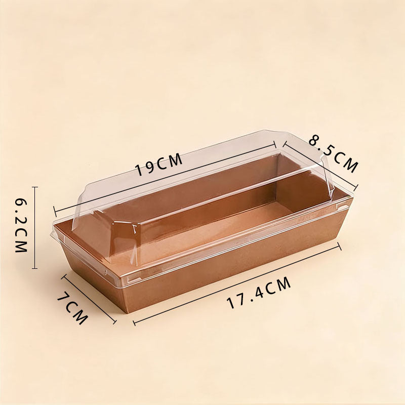 Paper sushi and sandwich box large rectangular kraft paper with clear lid and dimensions