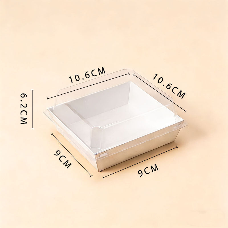 Paper sushi and sandwich box small square white cardboard with clear lid and dimensions