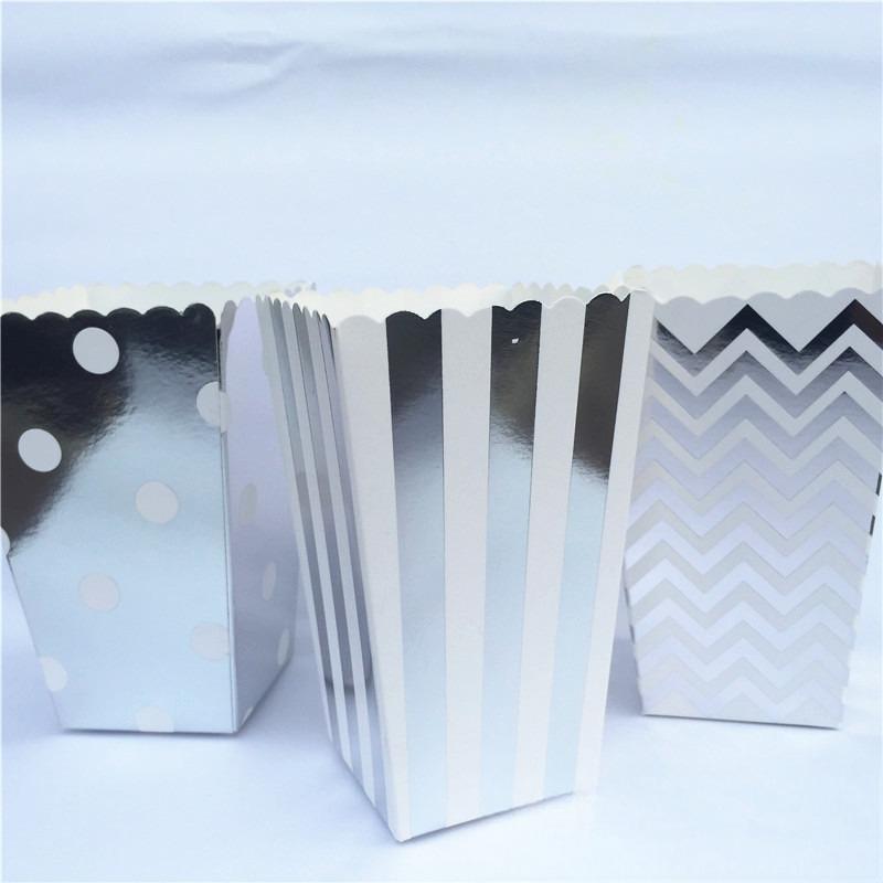 Polka Dot & Stripe Square Popcorn Boxes - Disposable, Bulk for Movie Theaters & Parties