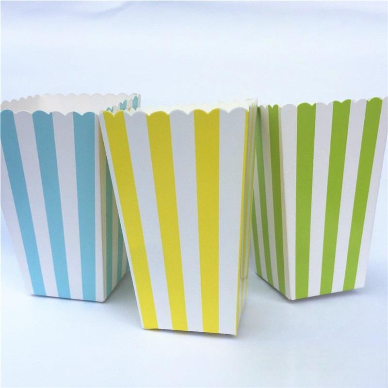Polka Dot & Stripe Square Popcorn Boxes - Disposable, Bulk for Movie Theaters & Parties