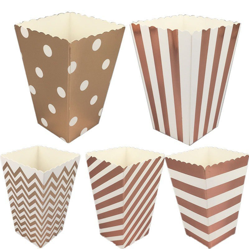 Polka Dot & Stripe Square Popcorn Boxes - Disposable, Bulk for Movie Theaters & Parties