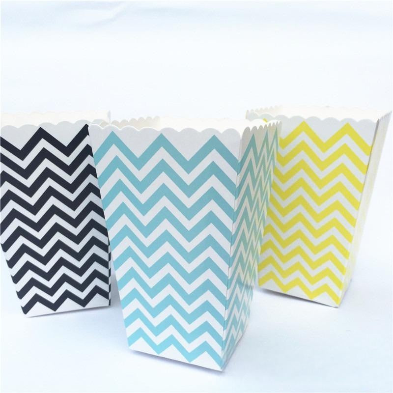 Polka Dot & Stripe Square Popcorn Boxes - Disposable, Bulk for Movie Theaters & Parties