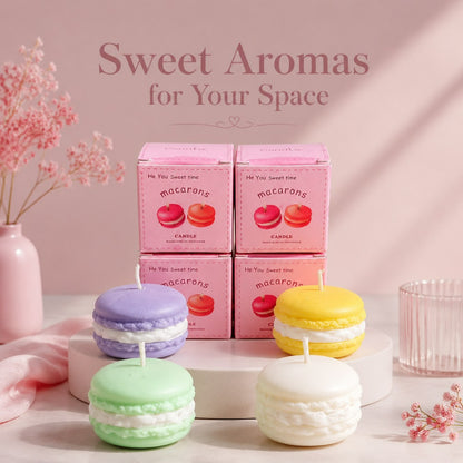 Wholesale pastel macaron birthday candles with gift box - Gift presentation and assorted pastel candles display