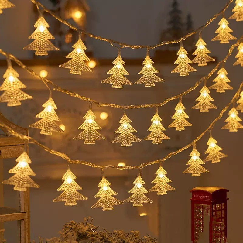 LED Christmas Light Set – Snowflake, Reindeer, Christmas Tree & Star Shapes for Outdoor Camping, Garden & Holiday Ambiance Decoration