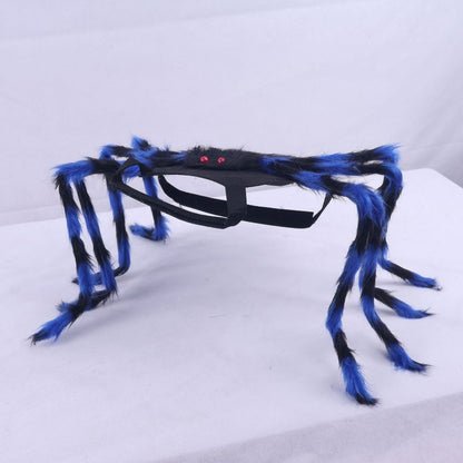 Halloween Pet Spider Costume | Dog Cat Dress Up with 8 Legs | Creepy Crawly Outfit (Black/Pink‑Black/Green‑Black/Blue‑Black/Orange‑Black/Purple‑Black, Small/Large)