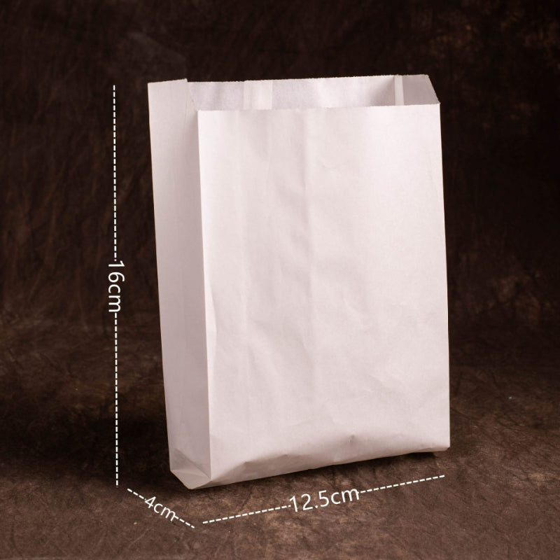 Pinch bottom kraft bag bleached white square takeout pouch