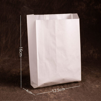 Pinch bottom kraft bag bleached white square takeout pouch