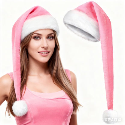 Extra Long Plush Santa Hat – Fluffy Christmas Cap for Holiday Decor, Costume Party & Gift Giving
