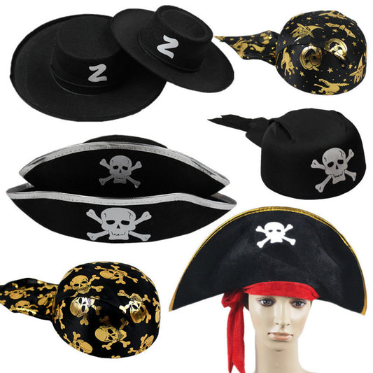 🏴‍☠️ Pirate Captain Hat & Zorro Hat | Halloween Costume Accessory for Adults & Kids