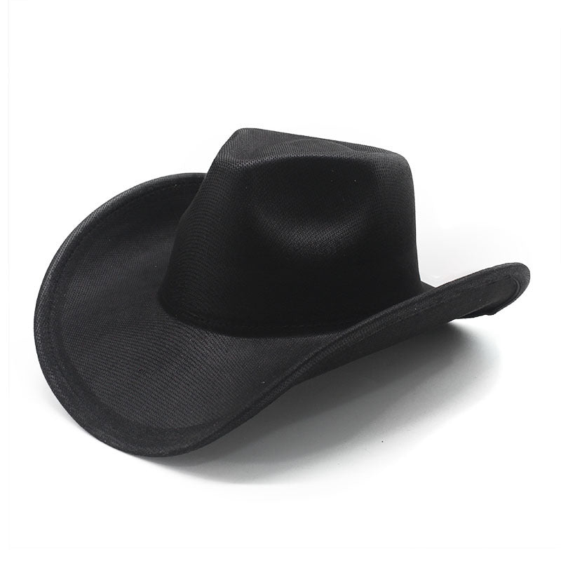 Plain cracked pattern cowboy hat in black 01