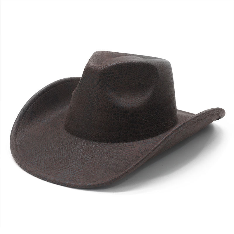Plain cracked pattern cowboy hat in brown 03