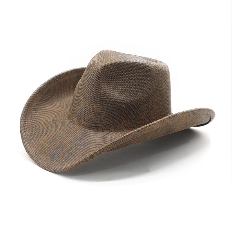 Plain cracked pattern cowboy hat in khaki 01
