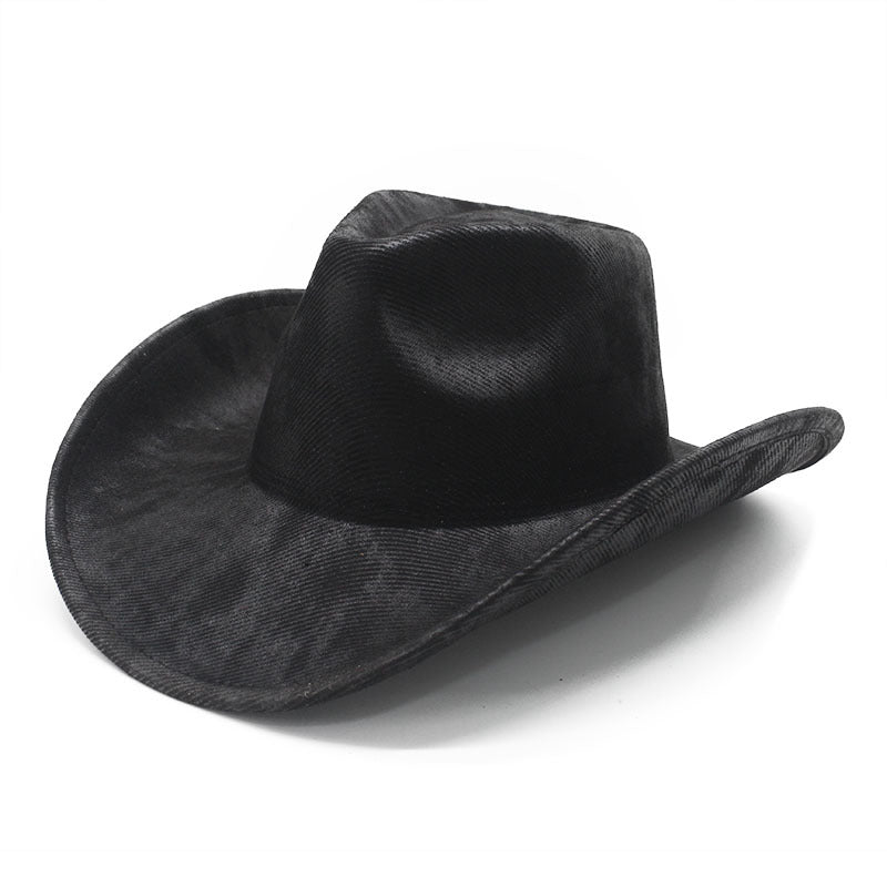 Plain cracked pattern cowboy hat in black 02