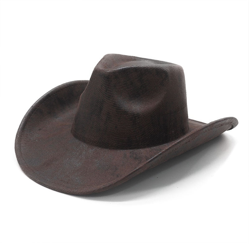 Plain cracked pattern cowboy hat in brown 02