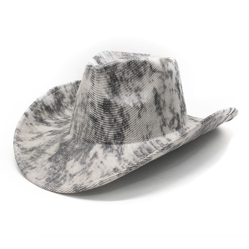 Plain cracked pattern cowboy hat in beige 02 with heavy distressed pattern